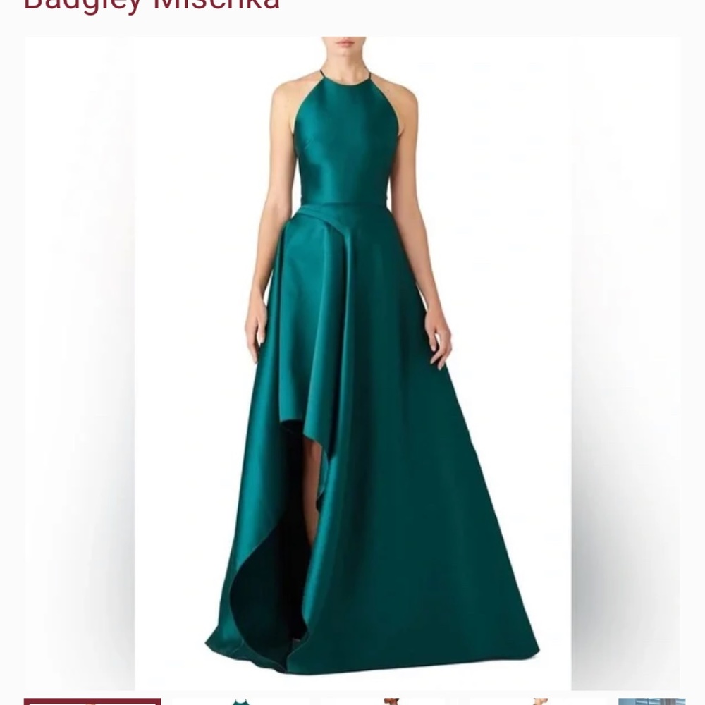 Badgley Mischka designer a line gown in green